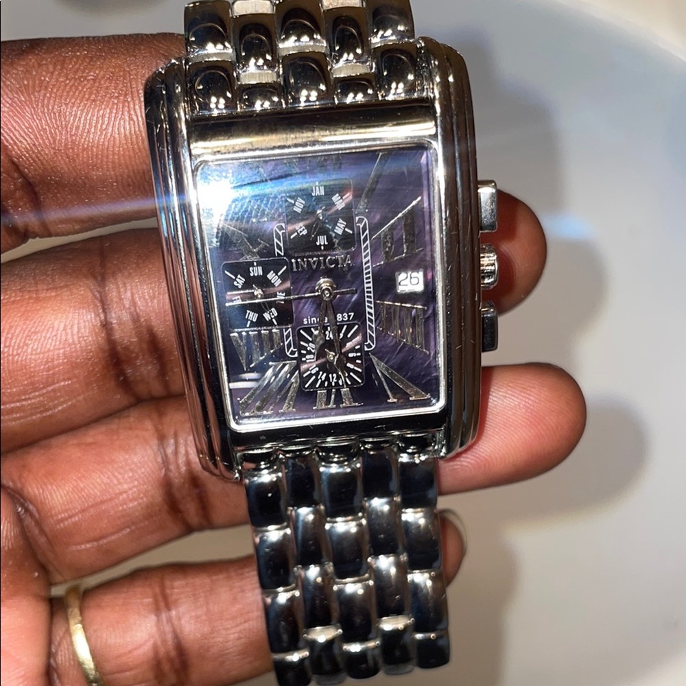 Invicta Silver Rectangular Watch With Artistic Fa… - image 4
